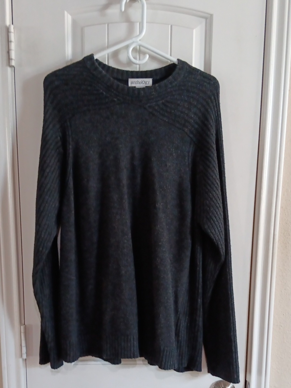 Anthology Women's Charcoal Ribbed Crewneck Sweater